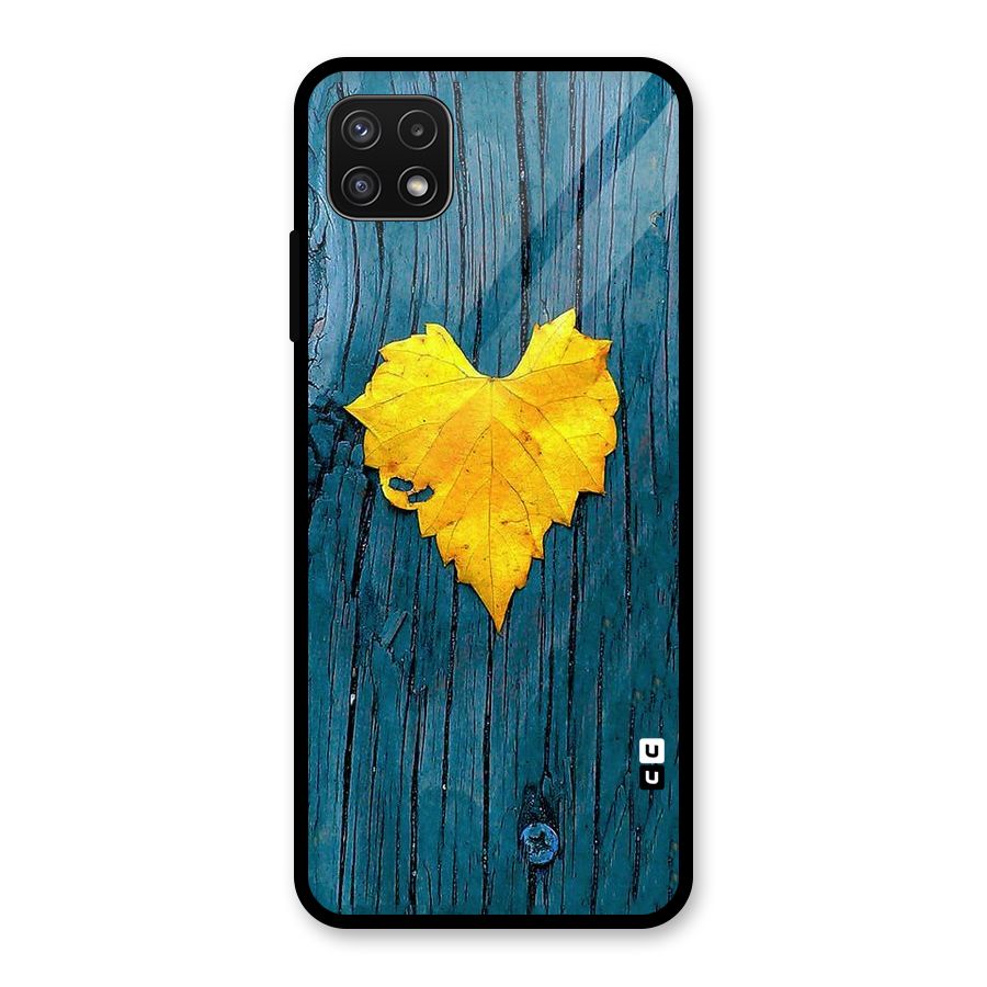 Yellow Leaf Glass Back Case for Galaxy A22 5G