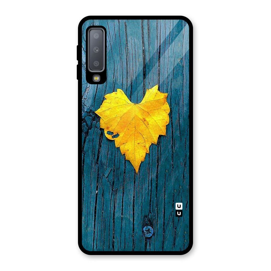 Yellow Leaf Glass Back Case for Galaxy A7 (2018)