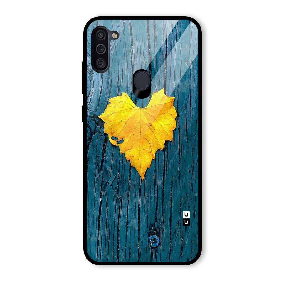 Yellow Leaf Glass Back Case for Galaxy M11