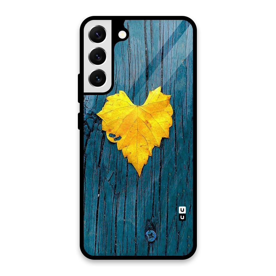 Yellow Leaf Glass Back Case for Galaxy S22 Plus 5G