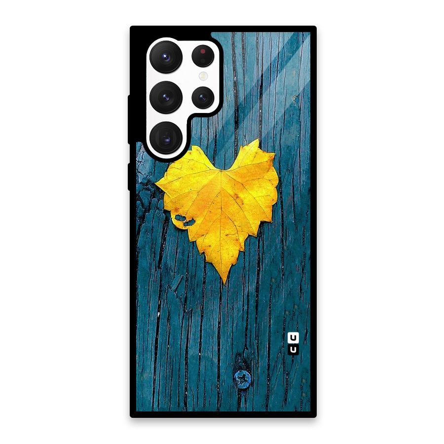 Yellow Leaf Glass Back Case for Galaxy S22 Ultra 5G