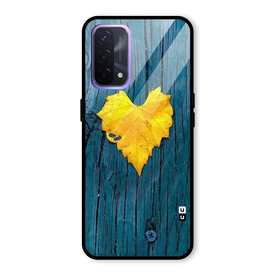Yellow Leaf Glass Back Case for Oppo A74 5G
