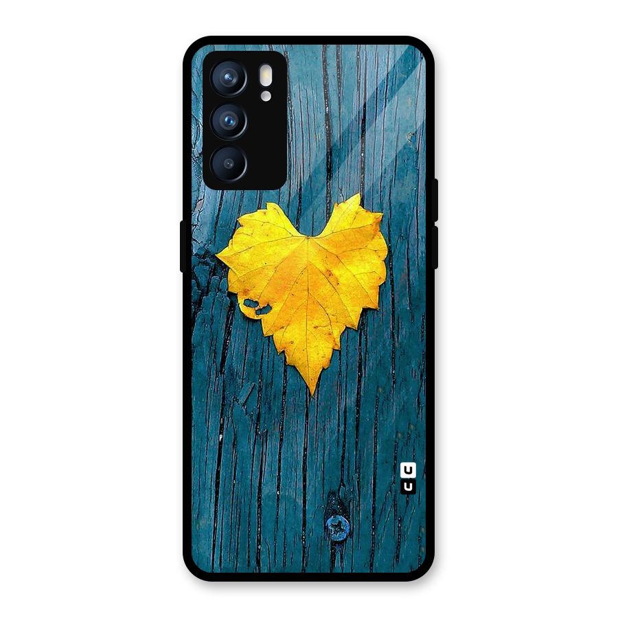 Yellow Leaf Glass Back Case for Oppo Reno6 5G