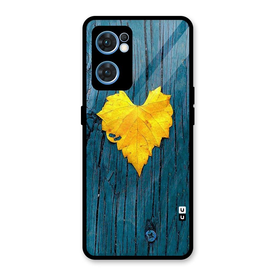 Yellow Leaf Glass Back Case for Oppo Reno7 5G
