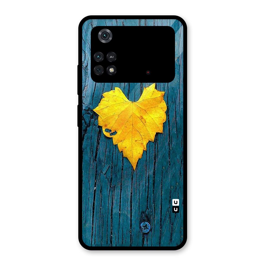 Yellow Leaf Glass Back Case for Poco M4 Pro 4G