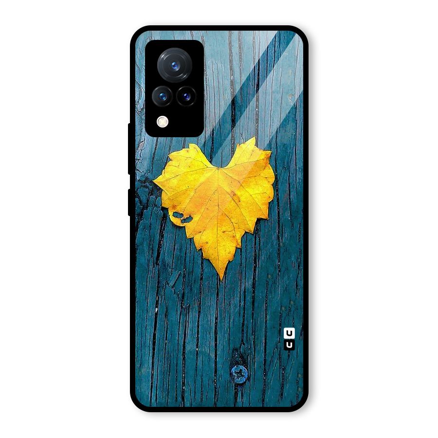 Yellow Leaf Glass Back Case for Vivo V21 5G