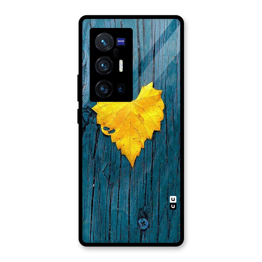 Yellow Leaf Glass Back Case for Vivo X70 Pro Plus