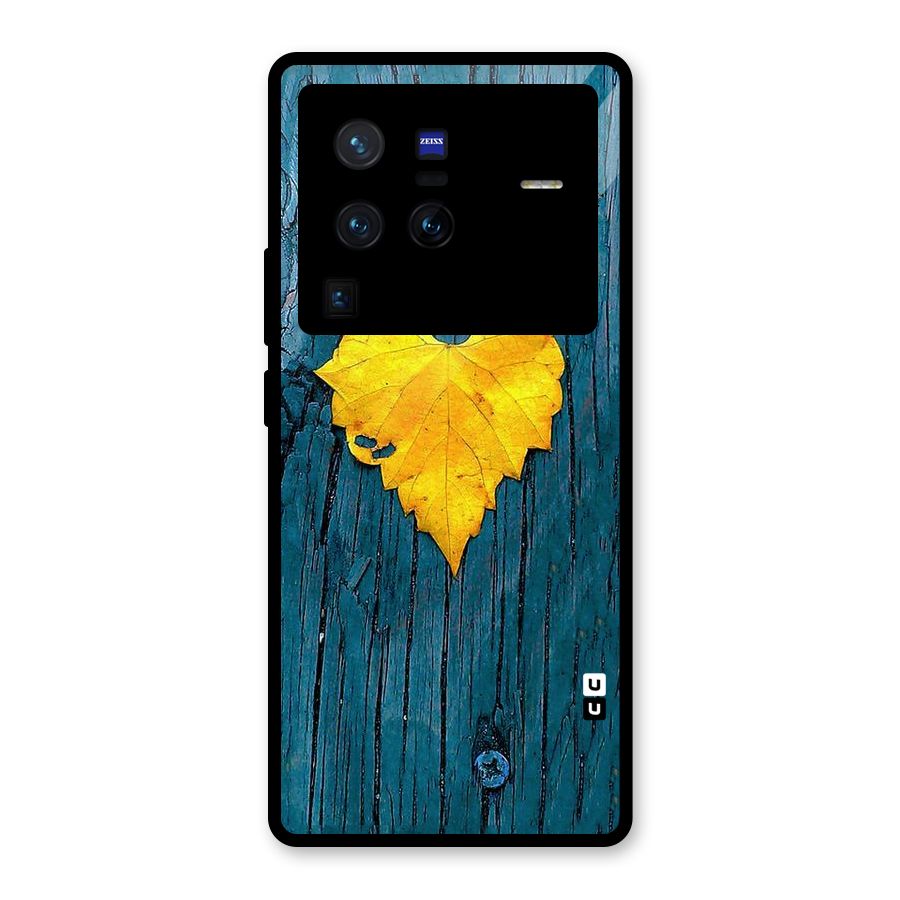 Yellow Leaf Glass Back Case for Vivo X80 Pro