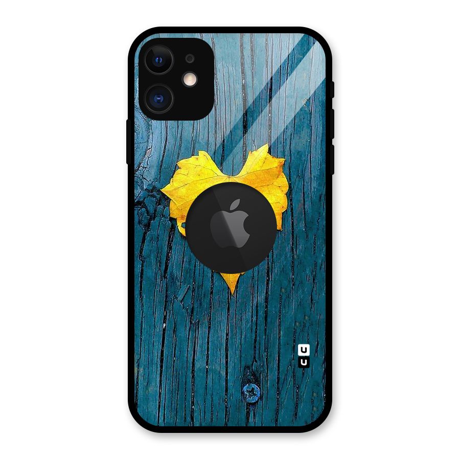 Yellow Leaf Glass Back Case for iPhone 11 Logo Cut