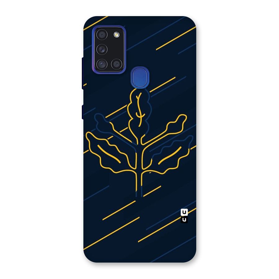 Yellow Leaf Line Back Case for Galaxy A21s