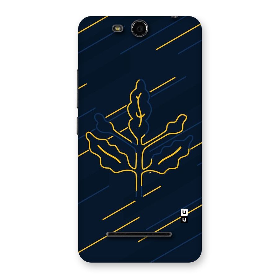 Yellow Leaf Line Back Case for Micromax Canvas Juice 3 Q392