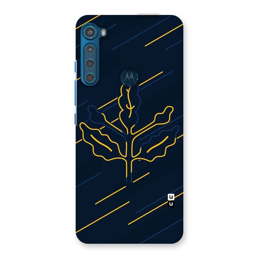 Yellow Leaf Line Back Case for Motorola One Fusion Plus