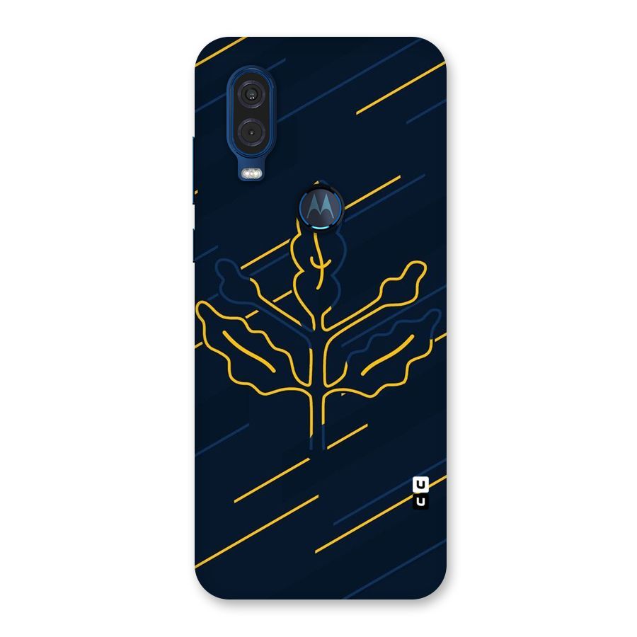 Yellow Leaf Line Back Case for Motorola One Vision