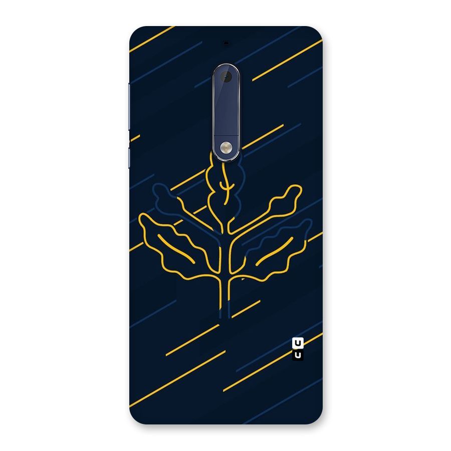 Yellow Leaf Line Back Case for Nokia 5