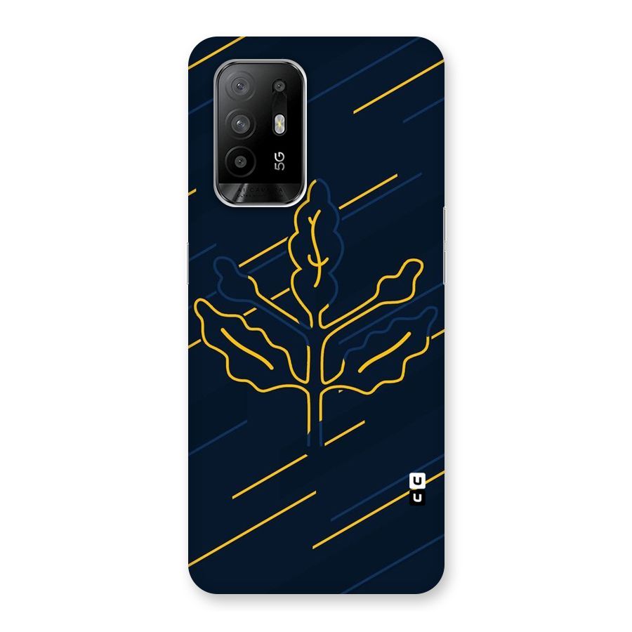 Yellow Leaf Line Back Case for Oppo F19 Pro Plus 5G