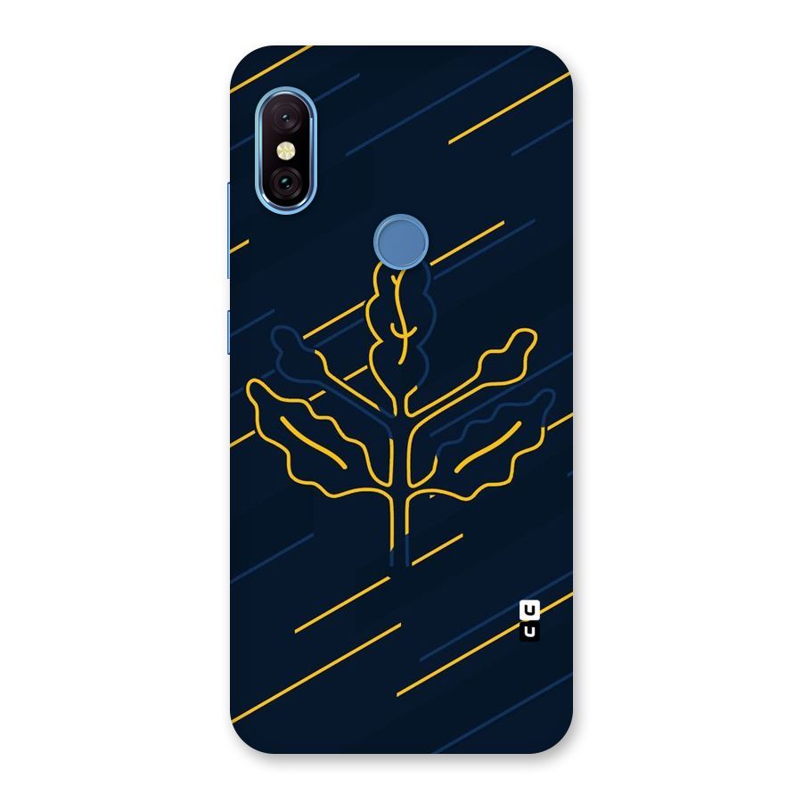 Yellow Leaf Line Back Case for Redmi Note 6 Pro