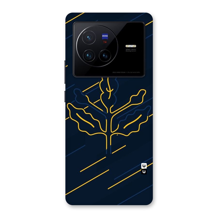Yellow Leaf Line Back Case for Vivo X80