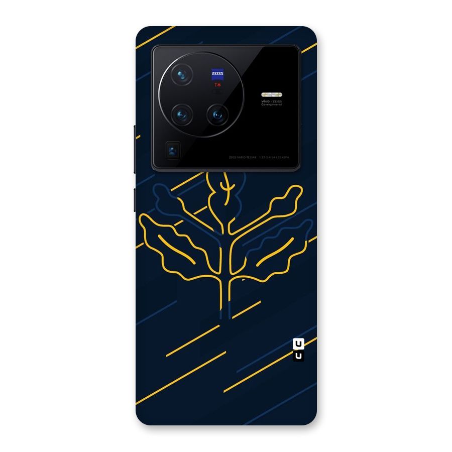 Yellow Leaf Line Back Case for Vivo X80 Pro