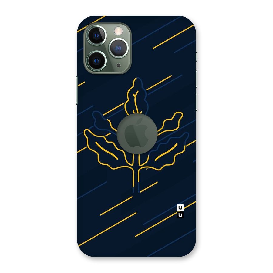 Yellow Leaf Line Back Case for iPhone 11 Pro Logo  Cut