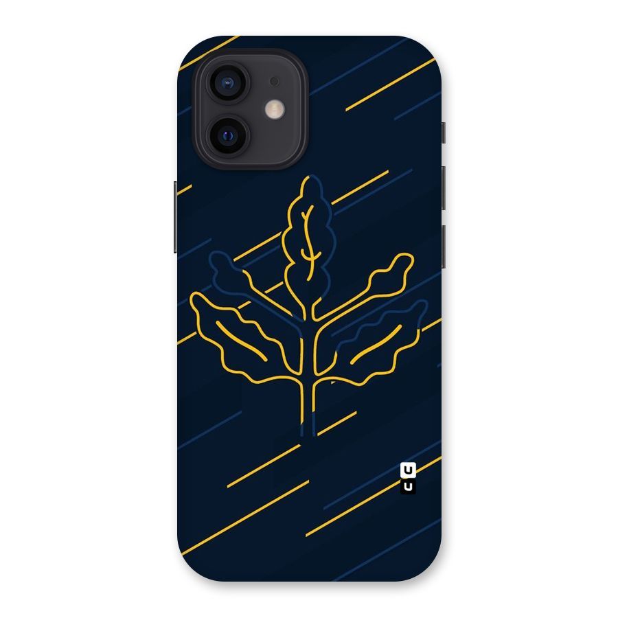 Yellow Leaf Line Back Case for iPhone 12
