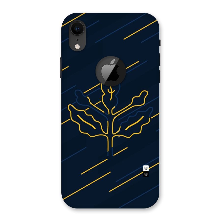 Yellow Leaf Line Back Case for iPhone XR Logo Cut