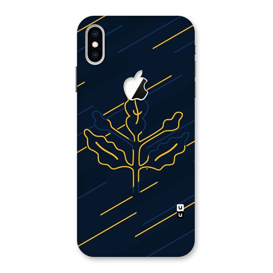 Yellow Leaf Line Back Case for iPhone XS Max Apple Cut