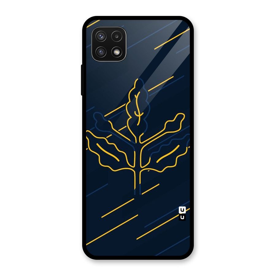 Yellow Leaf Line Glass Back Case for Galaxy A22 5G