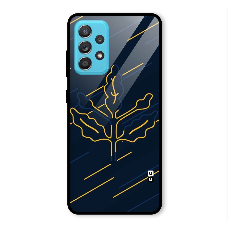 Yellow Leaf Line Glass Back Case for Galaxy A52