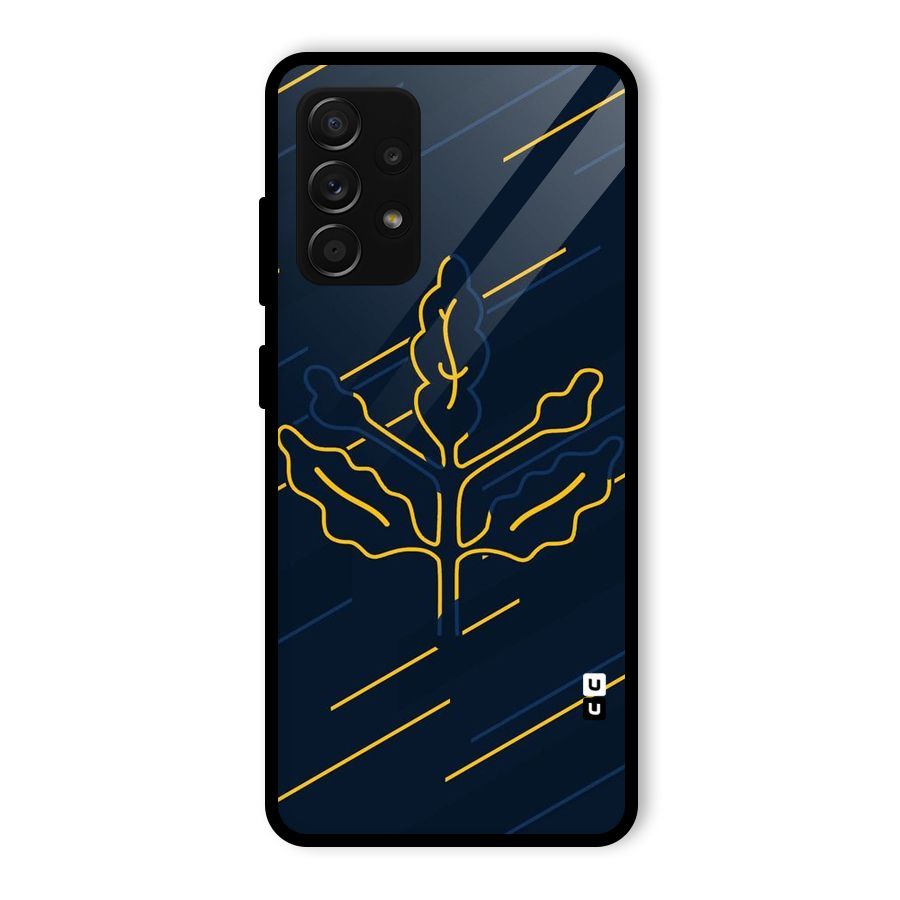 Yellow Leaf Line Glass Back Case for Galaxy A53 5G
