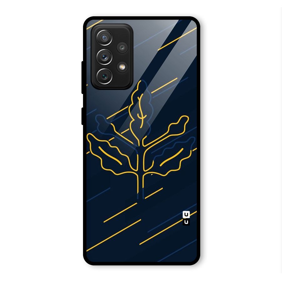 Yellow Leaf Line Glass Back Case for Galaxy A72