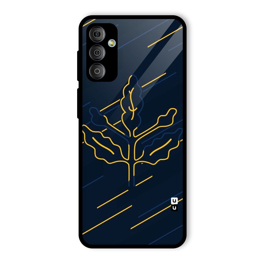 Yellow Leaf Line Glass Back Case for Galaxy F23