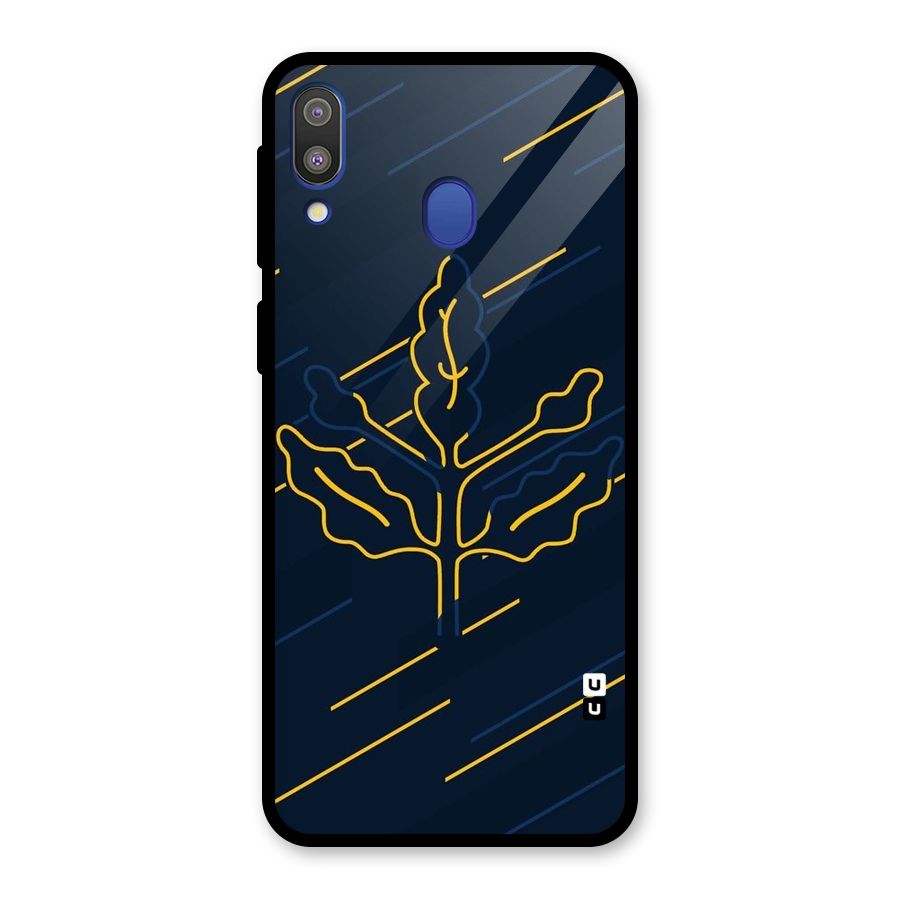 Yellow Leaf Line Glass Back Case for Galaxy M20