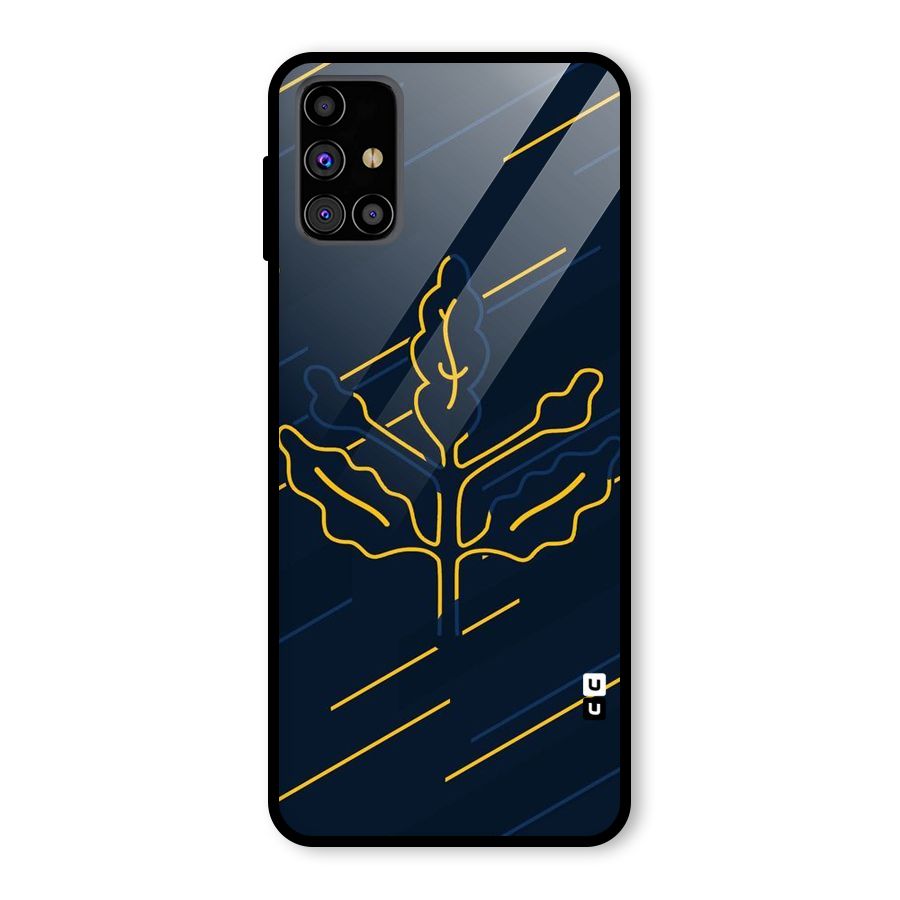 Yellow Leaf Line Glass Back Case for Galaxy M31s