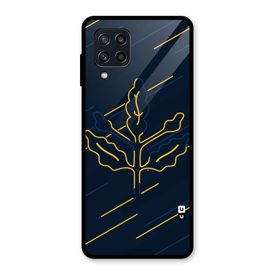 Yellow Leaf Line Glass Back Case for Galaxy M32