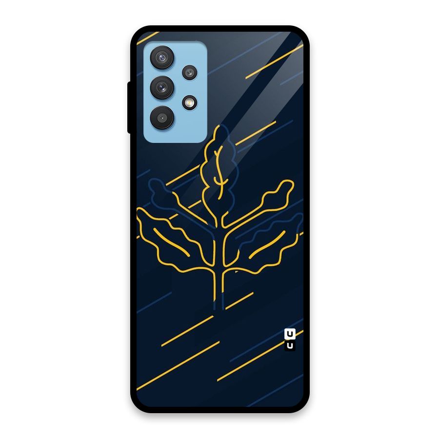 Yellow Leaf Line Glass Back Case for Galaxy M32 5G