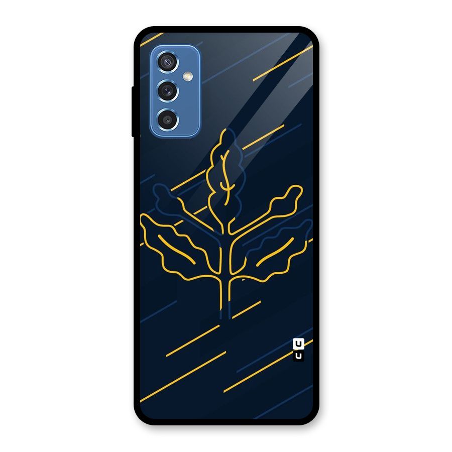 Yellow Leaf Line Glass Back Case for Galaxy M52 5G