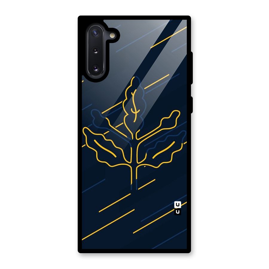 Yellow Leaf Line Glass Back Case for Galaxy Note 10