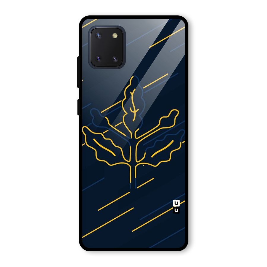 Yellow Leaf Line Glass Back Case for Galaxy Note 10 Lite