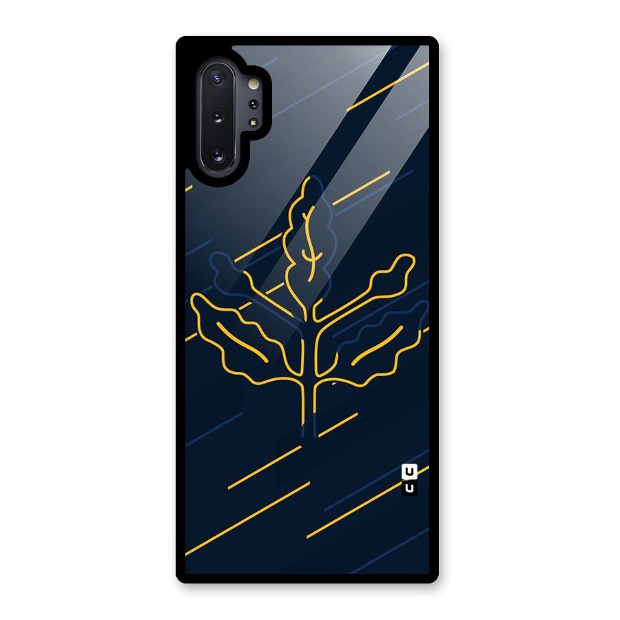 Yellow Leaf Line Glass Back Case for Galaxy Note 10 Plus