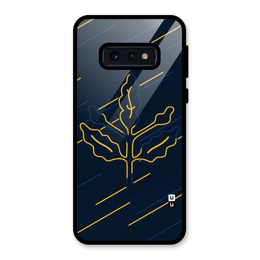 Yellow Leaf Line Glass Back Case for Galaxy S10e