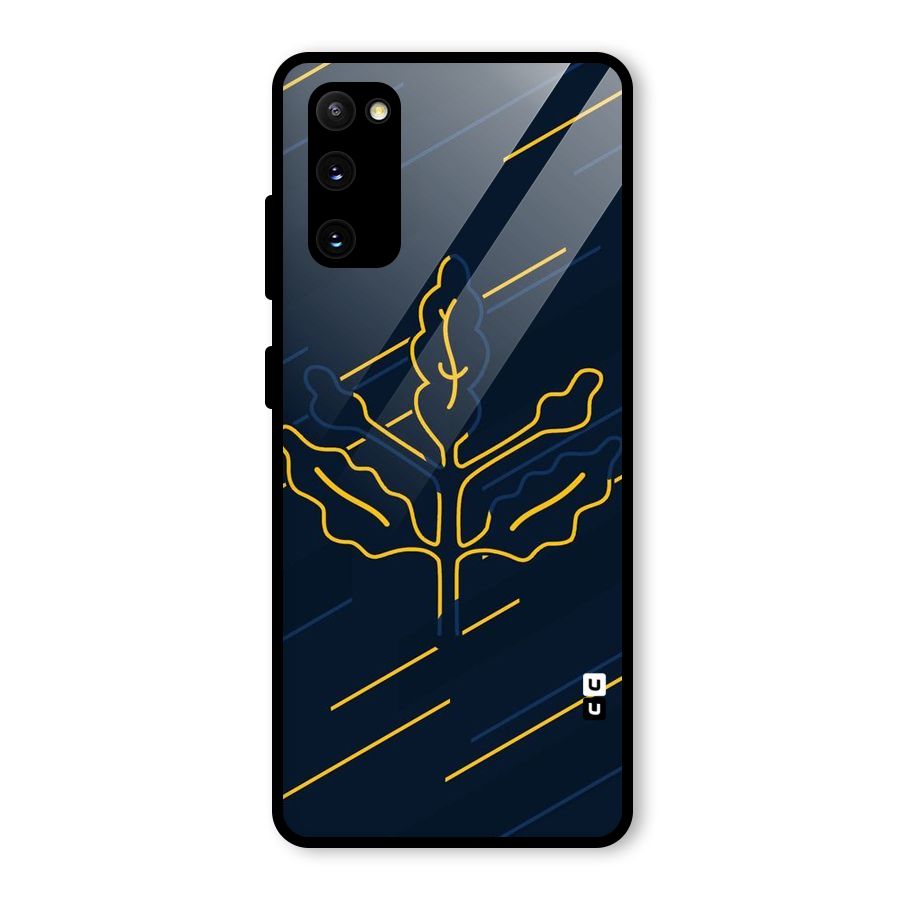Yellow Leaf Line Glass Back Case for Galaxy S20 FE 5G