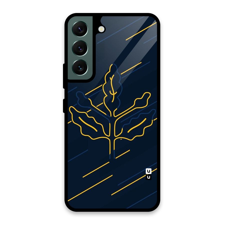 Yellow Leaf Line Glass Back Case for Galaxy S22 5G