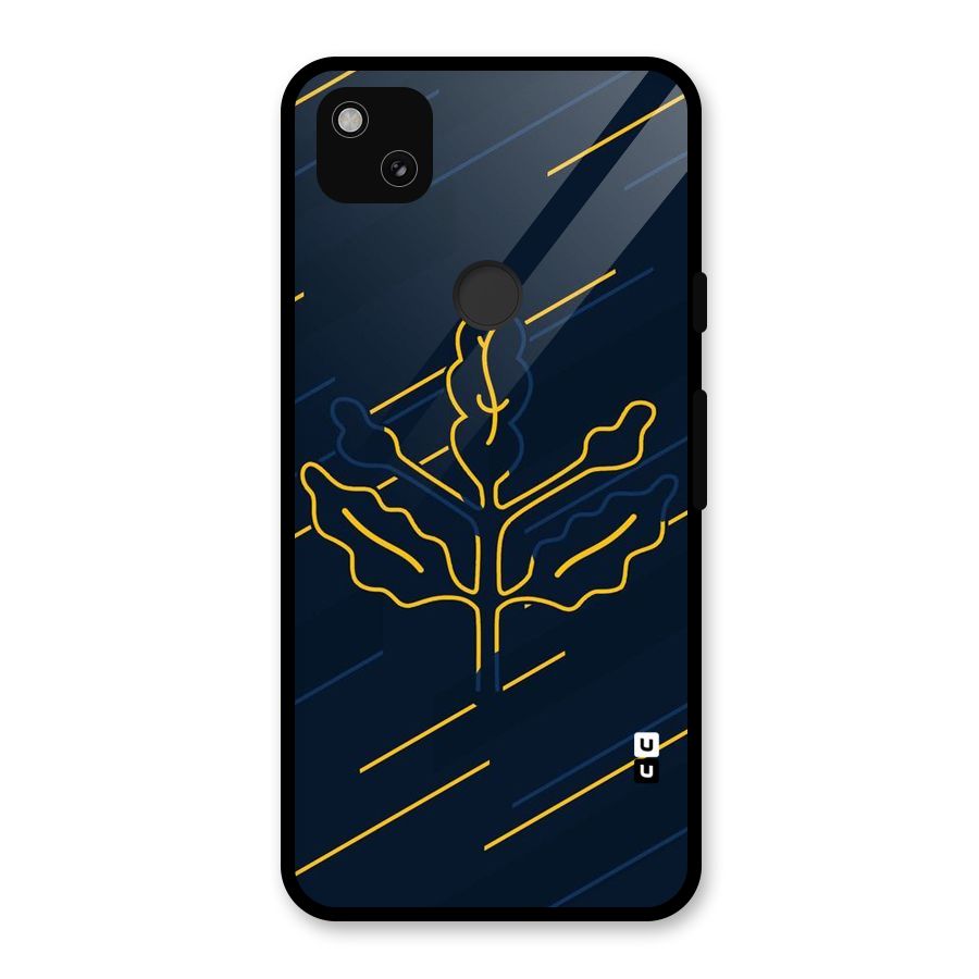 Yellow Leaf Line Glass Back Case for Google Pixel 4a