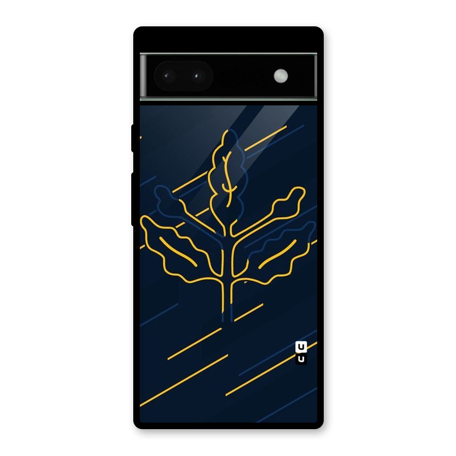 Yellow Leaf Line Glass Back Case for Google Pixel 6a