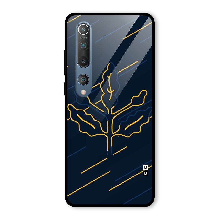 Yellow Leaf Line Glass Back Case for Mi 10