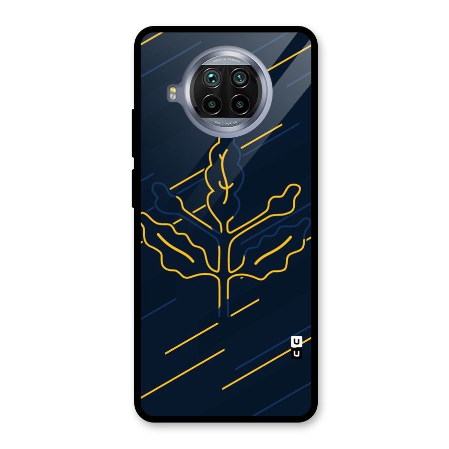 Yellow Leaf Line Glass Back Case for Mi 10i
