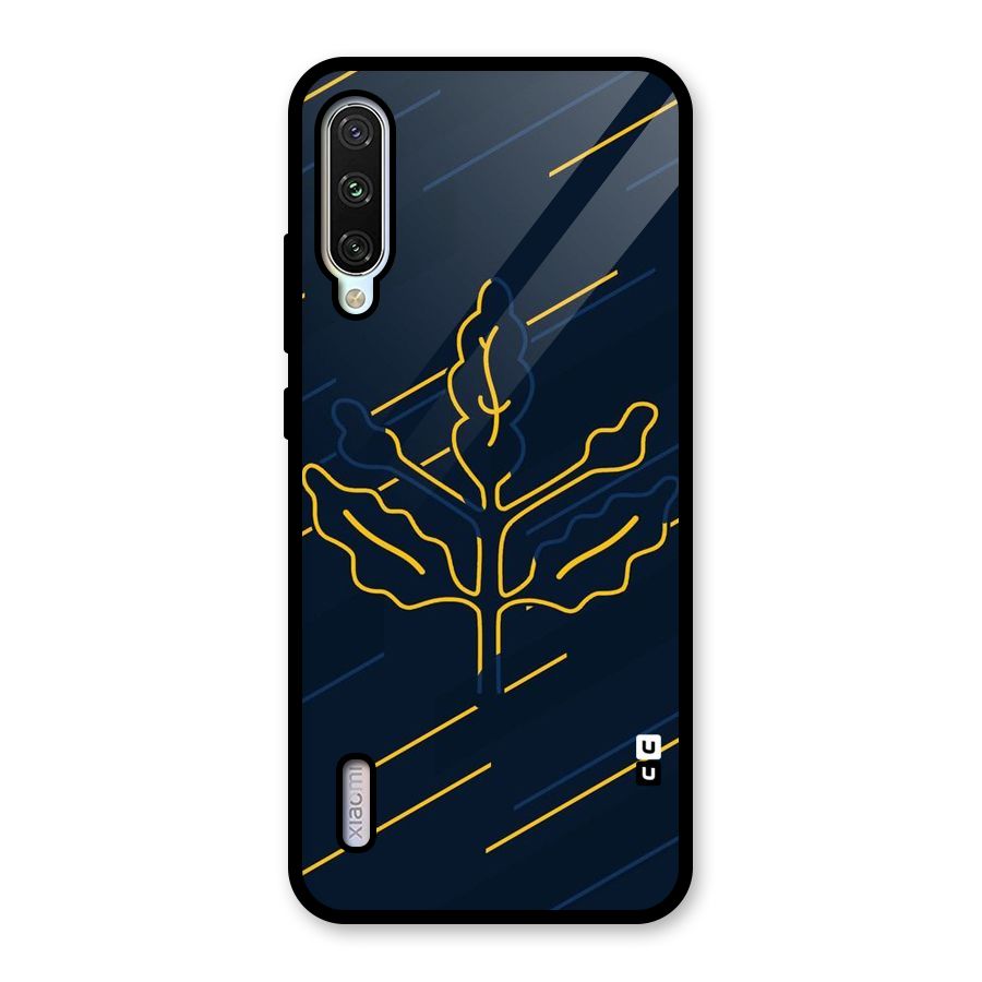 Yellow Leaf Line Glass Back Case for Mi A3