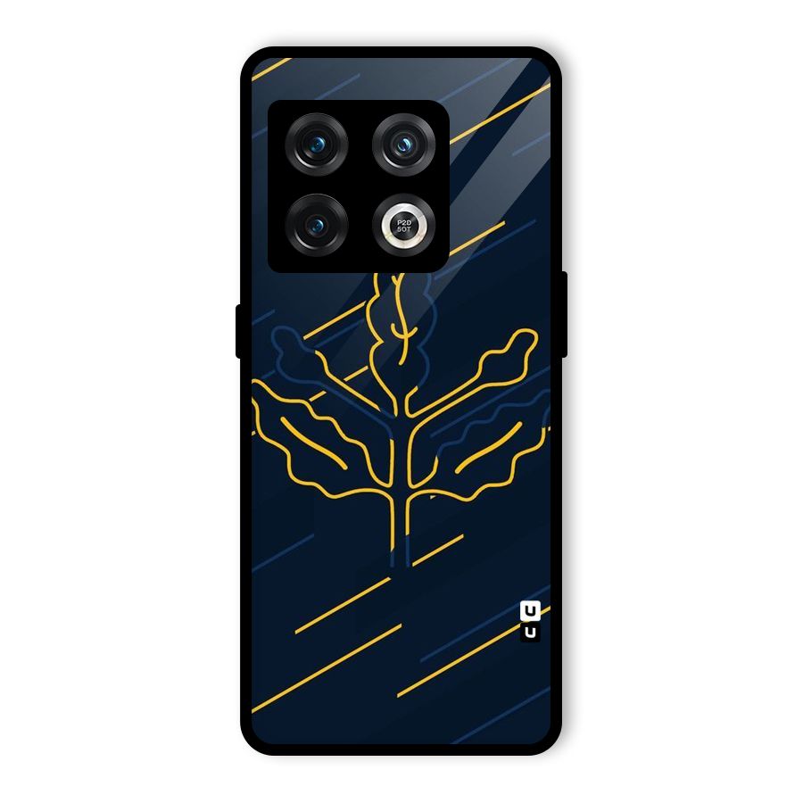 Yellow Leaf Line Glass Back Case for OnePlus 10 Pro 5G