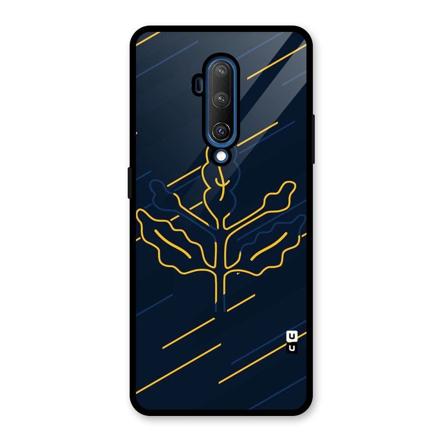 Yellow Leaf Line Glass Back Case for OnePlus 7T Pro