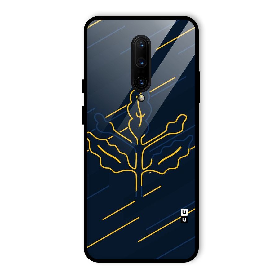Yellow Leaf Line Glass Back Case for OnePlus 7 Pro